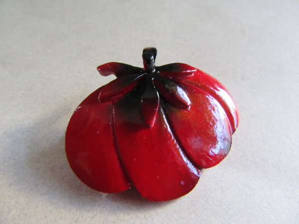 Vintage Coro Tomato Pin Original Tag Signed Jewelry
