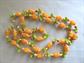 Vintage 1960's Orange Flower Necklace Blossoms Fruit Salad Beads hippie flower power summer spring costume jewelry Hippie Mod