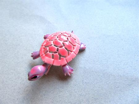 Mod JJ Turtle Pin Vintage Brooch Psychedelic Enameled Pink Purple 1960s Costume Jewelry Figural Tortoise