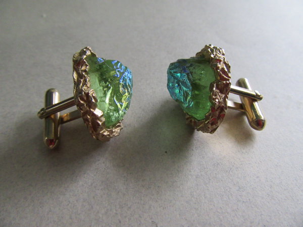 Vintage Swank GLASS Lava Cufflinks Men's Jewelry 