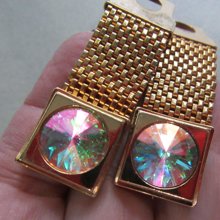 1970's  Rivoli Crystal Wrap Cufflinks  Mens Jewelry