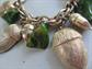 Bakelite Charm Bracelet Mid Century Genuine Creamed Spinach Acorn Fall Nut Charms Vintage Costume Jewelry