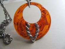 Bakelite Pendant Necklace Tortoise  Vintage Jewelry