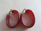 Bakelite Earrings Hoops Clip Ons Cranberry Ribbon Vintage Costume Jewelry Merlot Fall Colors