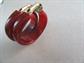 Bakelite Earrings Hoops Clip Ons Cranberry Ribbon Vintage Costume Jewelry Merlot Fall Colors