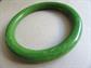 Bakelite Bangle Bracelet Grass Green Yellow Swirls Vintage Costume Jewelry