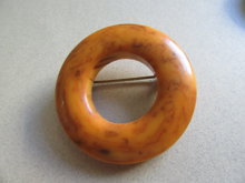Bakelite Pin Peanut Butter Swirl Vintage Jewelry