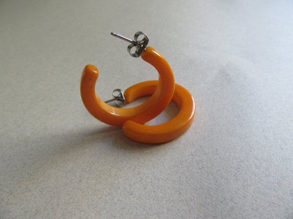 Bakelite Pierced Earrings Butterscotch Vintage  Jewelry