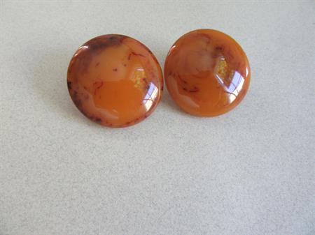 Mid Century Bakelite Clip On Earrings Dark Peanut Butter Swirl Vintage Costume Jewelry MiCM 1950s Accessories