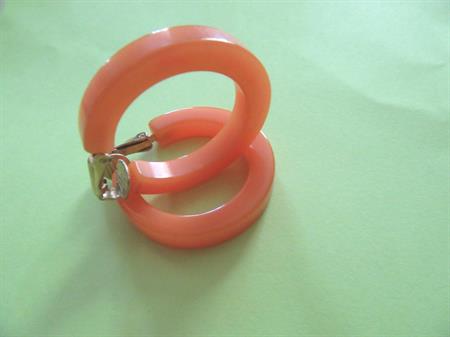 Vintage Bakelite Earrings Hoops Melon Orange