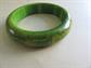 Bakelite Bracelet Bangle Swirly Apple Green and Yellow Chunky Vintage Costume Jewelry