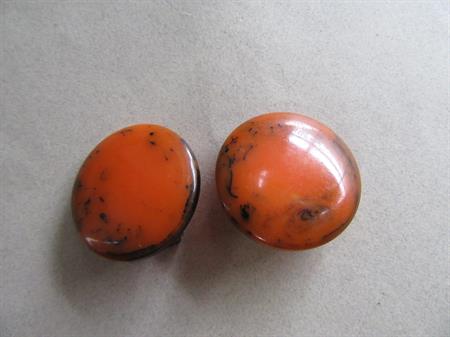 BMid Century akelite Earrings Orange and Black Clip Ons Clip Ons MCM Vintage Costume Jewelry 