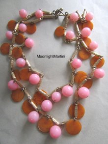 Bakelite and Lucite 1960's Mod Necklace Vintage Jewelry 
