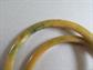 Bakelite Bangle Bracelet Set Spacers Mustard  Green Swirl Vintage Costume Jewelry Bangles