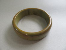 Vintage  Bakelite Bangle Bracelet Olive Green Brown 