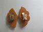 Bakelite Mid Century Coralene Earrings Carved Fans Clip Ons Old Store Stock Never Worn Original Sears Card  Vintage Costume Jewelry