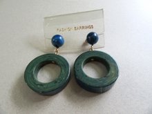 Bakelite Blue Moon Earrings Pierced  Vintage Jewelry