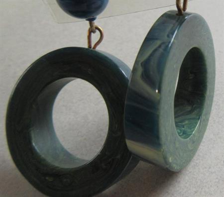 Bakelite Blue Moon Earrings Pierced  Vintage Jewelry