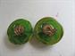 Bakelite Green Prystal Earrings Clip On Gorgeous Swirls! Vintage Costume Jewelry