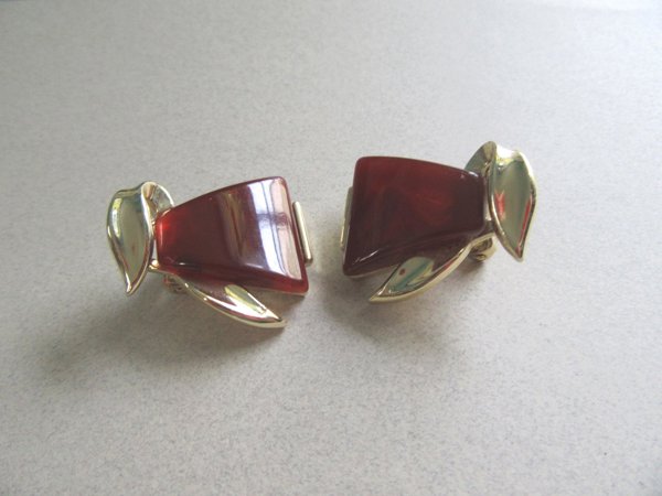 Bakelite Earrings Charel Signed Vintage Jewelry 