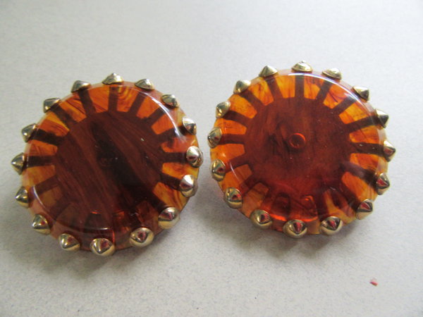 Vintage Bakelite Studded Earrings Tortoise 