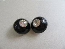Bakelite Black Rhinestone Earrings Vintage  Jewelry 