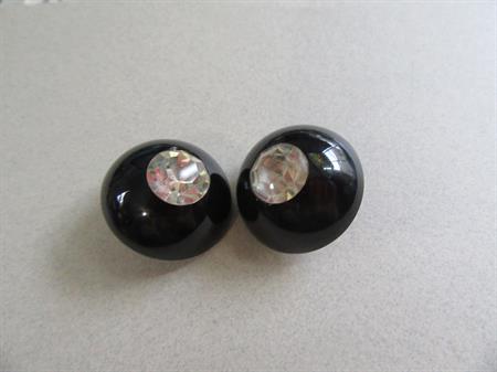 Mid Century Bakelite Black Rhinestone Earrings Clip On MCM Vintage Costume Jewelry 