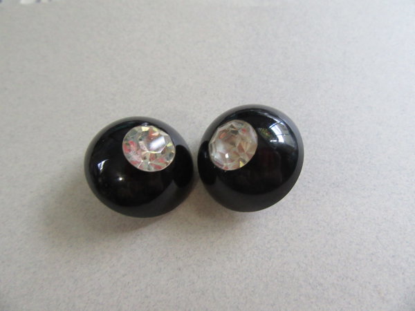 Bakelite Black Rhinestone Earrings Vintage  Jewelry 