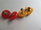 Bakelite Screw Back Earrings Two Pairs Red Yellow Vintage Costume Jewelry