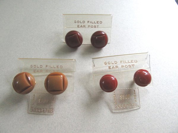 Vintage Bakelite Earrings Lot Gold Filled Posts 