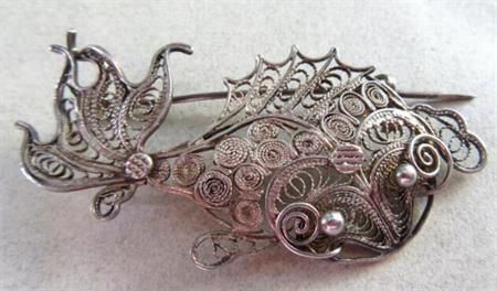 Koi Fish Pin Spun Silver Japanese Vintage Jewelry Pisces