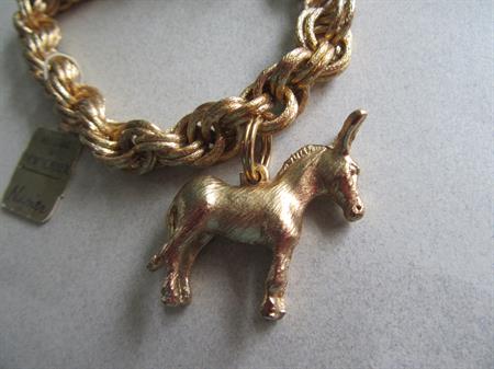 Vintage Napier Donkey Bracelet Democrat Dems Election Vote Old Store Stock Original Tag Democratic Costume Jewelry