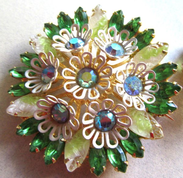 Vintage Rhinestone Pin Earrings Set 