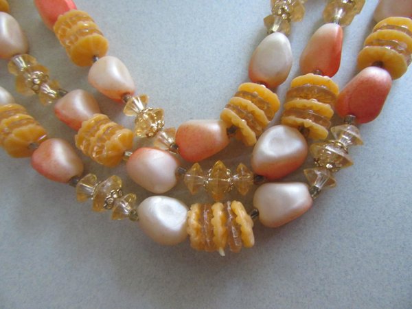 1950's Orange Cream Necklace Hong Kong  Vintage Jewelry