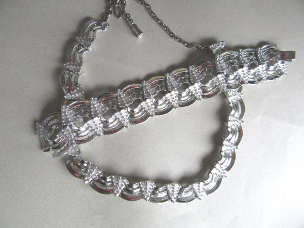 1950's Silver Necklace  Set Vintage Jewelry 1950s Accessories