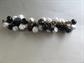 Black And White Beaded Cha Cha Chain Lucite Bracelet 1950's Vintage Costume Jewelry