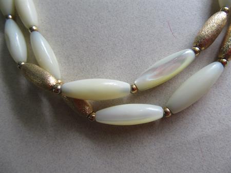 Vintage Napier Mother Of Pearl Choker Necklace Signed Jewelry