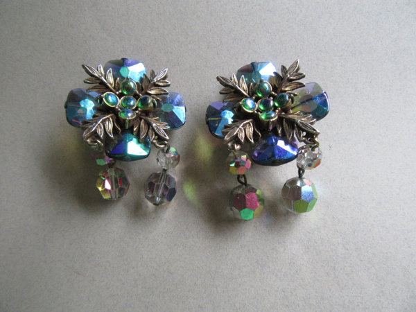 Vintage Hollycraft Crystal Earrings 1958 Signed Jewelry