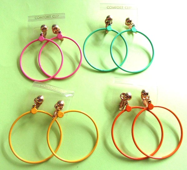 1960's Mod Clip Earrings Color Choice Vintage Jewelry 