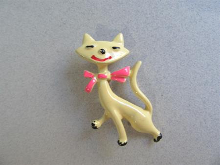 Anthropomorphic Cat Pin  1960's Vintage Costume Jewelry Cats Figural Brooch Feline Vet Gift Pet Adoption Kitten