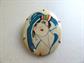 Art Deco Serigraph Celluloid Pin 1920's Brooch Flapper Girl in Big Hat Antique Costume Jewelry