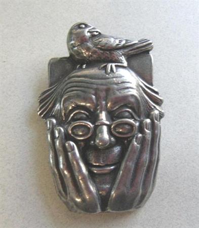 Carruth Studios Signed Bird Watcher Pin Vintage Jewelry