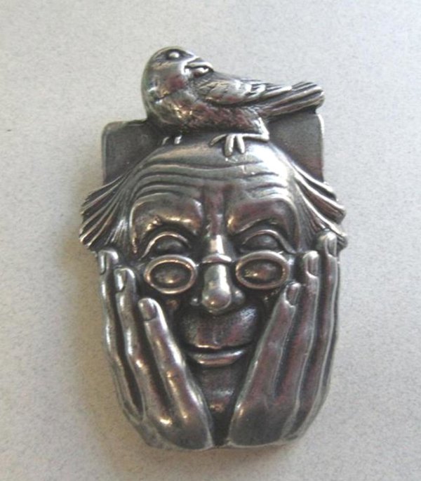 Carruth Studios Signed Bird Watcher Pin Vintage Jewelry