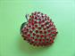 1980's Red Rhinestone Big Apple Pin Brooch Vintage Costume Jewelry Figural Fruit I Love NY