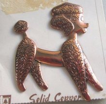 1950's Copper French Poodle Pin Brooch Never Worn  Figural