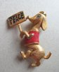 Anthropomorphic Dog Pin Peace Sign JJ Signed Jewelry Protest!