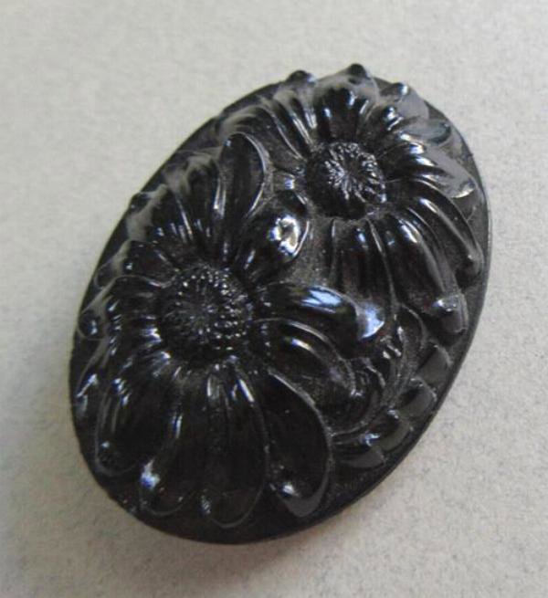 Vintage Czech Glass Black Pin