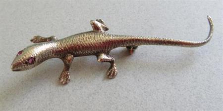 Sterling Lizard Pin Ruby Eyes ?  Fine Jewelry