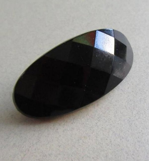 Vintage Czech Black Glass Pin Brooch Black Art Deco Style