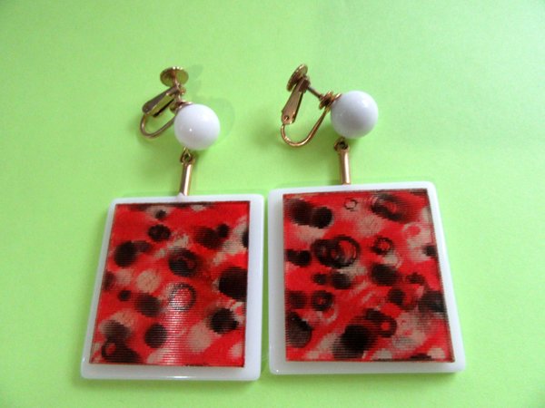 1960's Mod Earrings Lenticular Vari Vue Vintage Jewelry 